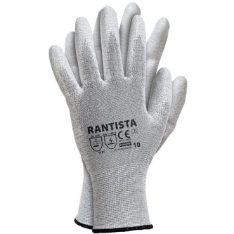 Rękawice dziane nylonowo-karbonowe powlekane poliuretanem antyelektrostatyczne RANTISTA