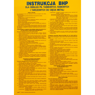 Instrukcja BHP przy pile taśmowej, tarcz. do metalu (PCV) 330x460 Z IBM03 P