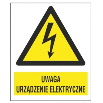 Uwaga urządzenie elektryczne (nalepka) 74x105 Z 10EOA FS